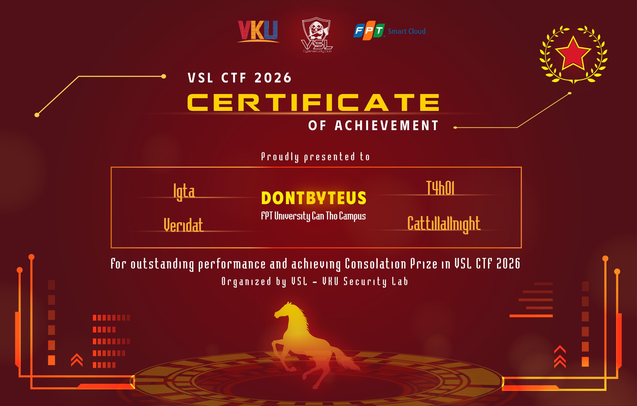 VSL CTF 2026 Certificate